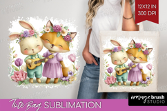 Couple Animals Tote Bag - Valentines Day Tote Bag PNG Product Image 1