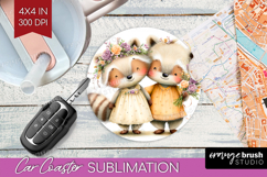 Couple Animals Car Coaster - Valentines Day Coaster PNG Product Image 1