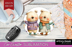 Couple Animals Car Coaster - Valentines Day Coaster PNG Product Image 1