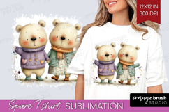 Couple Animals Square Tshirt Background - Valentines Day PNG Product Image 1