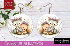 Couple Animals Round Earrings - Valentines Day PNG Product Image 1