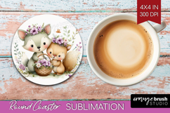 Couple Animals Round Coaster - Valentines Day Coaster PNG Product Image 1