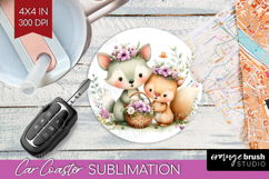 Couple Animals Car Coaster - Valentines Day Coaster PNG Product Image 1