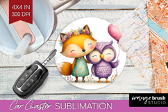 Couple Animals Car Coaster - Valentines Day Coaster PNG Product Image 1