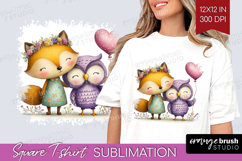 Couple Animals Square Tshirt Background - Valentines Day PNG Product Image 1