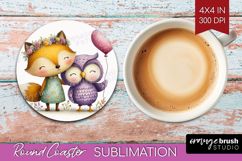 Couple Animals Round Coaster - Valentines Day Coaster PNG Product Image 1