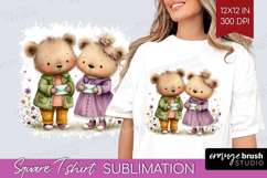 Couple Animals Square Tshirt Background - Valentines Day PNG Product Image 1