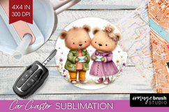 Couple Animals Car Coaster - Valentines Day Coaster PNG Product Image 1