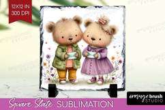 Couple Animals Slate PNG - Valentines Day Square Slate Product Image 1