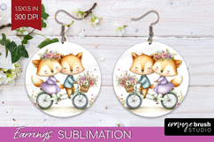 Couple Animals Round Earrings - Valentines Day PNG Product Image 1