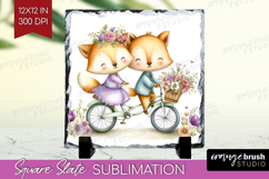 Couple Animals Slate PNG - Valentines Day Square Slate Product Image 1