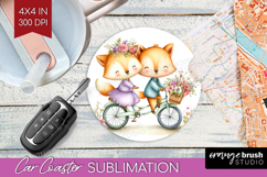 Couple Animals Car Coaster - Valentines Day Coaster PNG Product Image 1