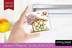 Couple Animals Magnet Sublimation - Valentines Day Square Product Image 1
