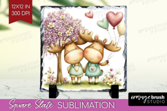 Couple Animals Slate PNG - Valentines Day Square Slate Product Image 1