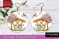 Couple Animals Round Earrings - Valentines Day PNG Product Image 1