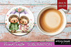 Couple Animals Round Coaster - Valentines Day Coaster PNG Product Image 1