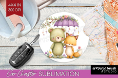 Couple Animals Car Coaster - Valentines Day Coaster PNG Product Image 1