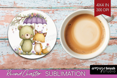 Couple Animals Round Coaster - Valentines Day Coaster PNG Product Image 1