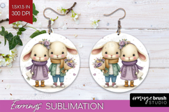 Couple Animals Round Earrings - Valentines Day PNG Product Image 1