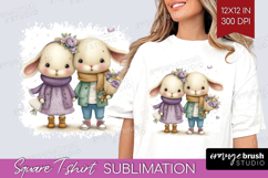 Couple Animals Square Tshirt Background - Valentines Day PNG Product Image 1