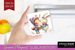 Couple Animals Magnet Sublimation - Valentines Day Square Product Image 1