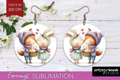 Couple Animals Round Earrings - Valentines Day PNG Product Image 1