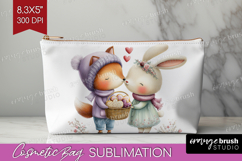 Couple Animals Cosmetic Bag - Valentines Day Makeup Bag PNG Product Image 1