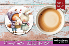 Couple Animals Round Coaster - Valentines Day Coaster PNG Product Image 1