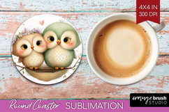 Couple Animals Round Coaster - Valentines Day Coaster PNG Product Image 1