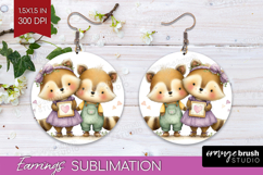 Couple Animals Round Earrings - Valentines Day PNG Product Image 1