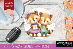 Couple Animals Car Coaster - Valentines Day Coaster PNG Product Image 1
