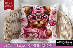 Valentine Dog Pillow Sublimation - Cute Puppy Pillow Cover Product Image 1