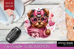 Valentine Dog Car Coaster - Cute Puppy Coaster PNG Product Image 1