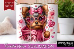Valentine Dog Tumbler Wrap - Cute Puppy Tumbler PNG Product Image 1
