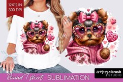 Valentine Dog Round Tshirt Background - Cute Puppy PNG Product Image 1