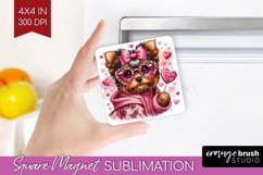 Valentine Dog Magnet Sublimation - Cute Puppy Square Magnet Product Image 1