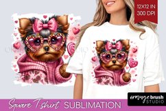 Valentine Dog Square Tshirt Background - Cute Puppy PNG Product Image 1