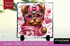 Valentine Dog Slate PNG - Cute Puppy Square Slate Product Image 1