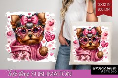 Valentine Dog Tote Bag - Cute Puppy Tote Bag PNG Sublimation Product Image 1