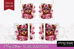 Valentine Dog Mug Wrap - Cute Puppy Mug PNG Sublimation Product Image 1