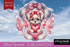 Valentine Dog Wind Spinner Sublimation PNG - Cute Puppy Product Image 1