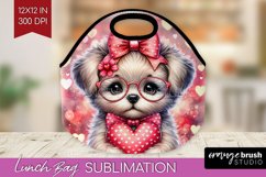 Valentine Dog Lunch Bag - Cute Puppy Lunch Bug PNG Product Image 1