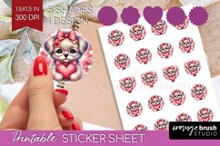 Valentine Dog Round Sticker - Cute Puppy Printable Sticker Product Image 1