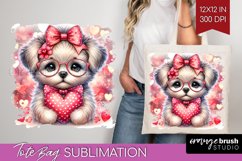 Valentine Dog Tote Bag - Cute Puppy Tote Bag PNG Sublimation Product Image 1