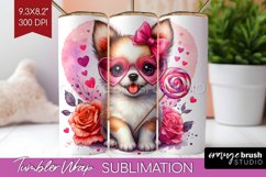 Valentine Dog Tumbler Wrap - Cute Puppy Tumbler PNG Product Image 1
