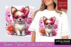 Valentine Dog Square Tshirt Background - Cute Puppy PNG Product Image 1