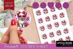 Valentine Dog Round Sticker - Cute Puppy Printable Sticker Product Image 1