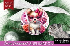 Valentine Dog Ornament PNG - Cute Puppy PNG Sublimation Product Image 1