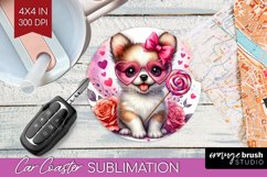 Valentine Dog Car Coaster - Cute Puppy Coaster PNG Product Image 1