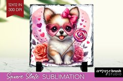 Valentine Dog Slate PNG - Cute Puppy Square Slate Product Image 1
